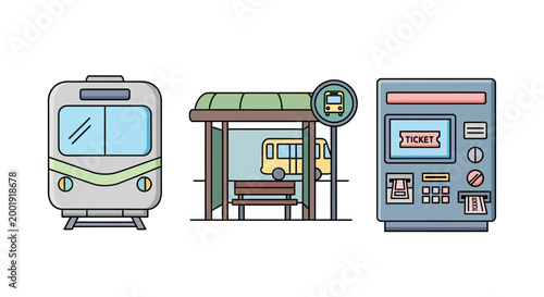 Photos Public transportation ticket machine and train.