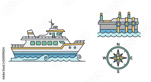 Ferry Boat Vessel Water Transportation.