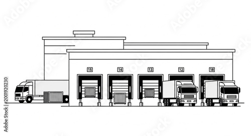 Large Commercial Truck Dock Loading Bays Warehouse.