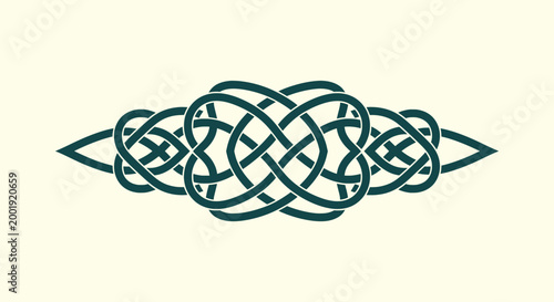 Symmetrical Celtic Knot Ornament Vector Design for Tattoo Vintage Ethnic Border Element Illustration