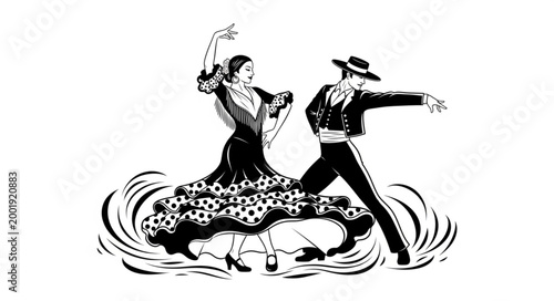 Dancing Couple Performing Traditional Tango Dance.