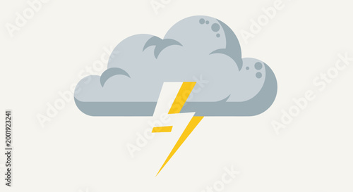 Stormy weather with cloud and lightning bolt strikes the sky