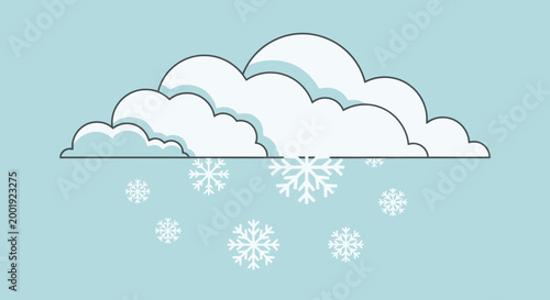 Snowflakes fall gently from clouds in changing weather conditions outside.