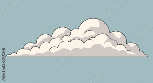 The fluffy white cloud floats gently across the clear blue sky on a sunny day with good weather.