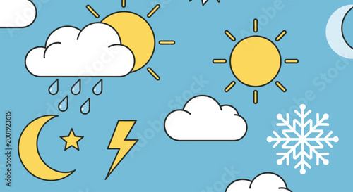 The weather forecast shows various cloud and weather conditions at night.