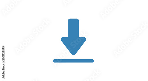 download icon with blue arrow and line on white background