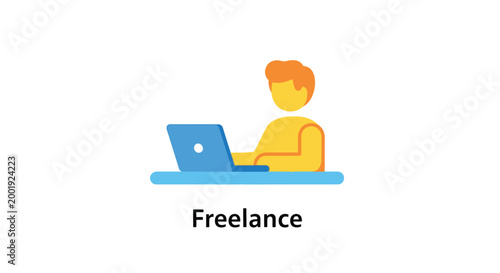 freelance worker using laptop icon high quality professional