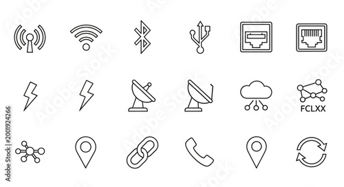 Canvas Print Collection of Technology and Connectivity Icons.