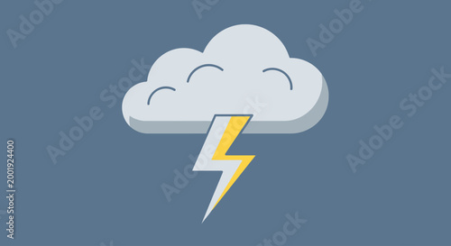 A stormy weather scene with a cloud producing lightning in the sky.