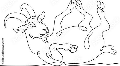 Continuous Line Goat Dynamic Pose Illustration for Eid al Adha Qurban Theme