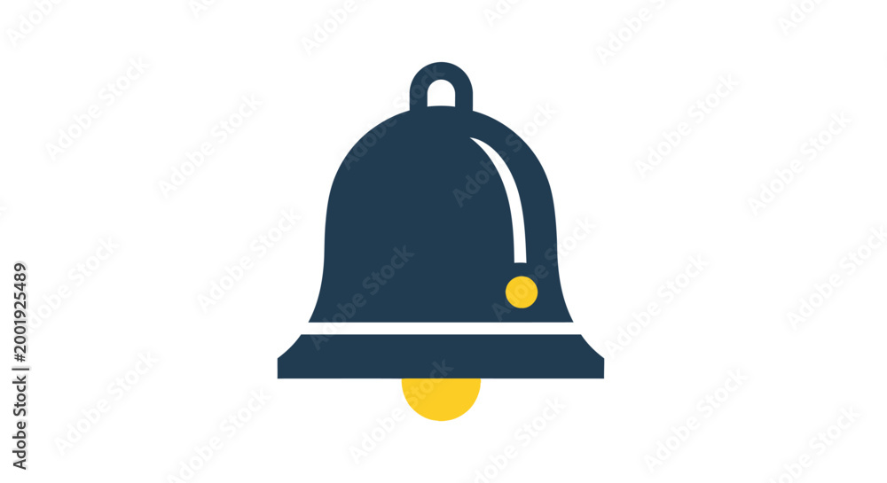 Fototapeta premium Flat Dark Blue Notification Bell Icon Vector Illustration