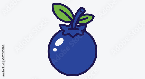 blueberry with green leaves on white background