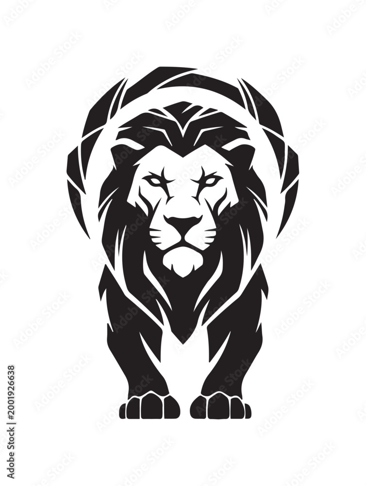 Obraz premium Majestic Lion Head Silhouette with Abstract Aura - A Powerful Symbol of Strength and Royalty