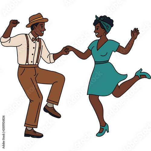 Vintage Swing Dancing Couple Illustration