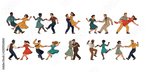 Vintage Swing Dance Couples Set