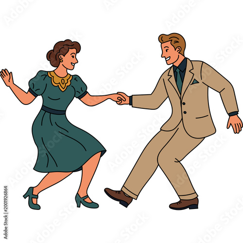 Vintage Couple Dancing Swing Illustration