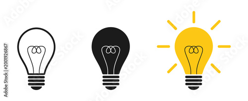 Lamp icon, idea light symbols, flat design bulb graphics, innovation concept illustration, creative thinking vector