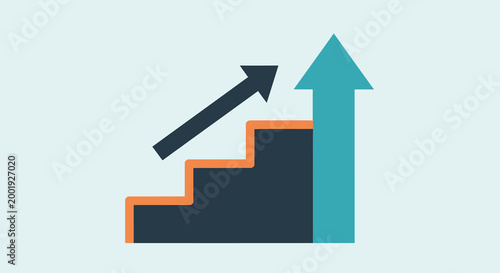 growth chart with arrows and steps high quality