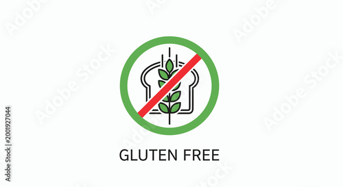gluten free icon with crossed out bread and wheat