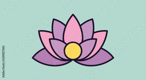 lotus flower with pastel colors on light green background