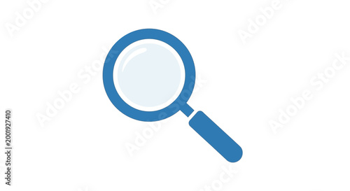 magnifying glass icon in blue and white