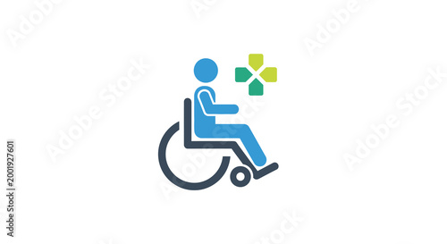 person in wheelchair icon with medical cross