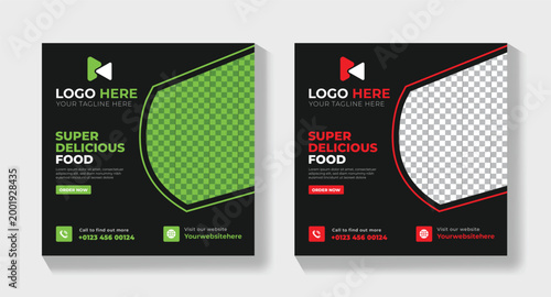 Food Banner Social Media Template, Creative Restaurant Promotional Flyer Design