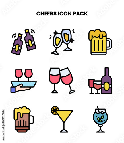 Cheers Lineal Color Bundle Icons Pack