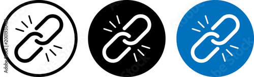 Set of three link icons in black and blue circles