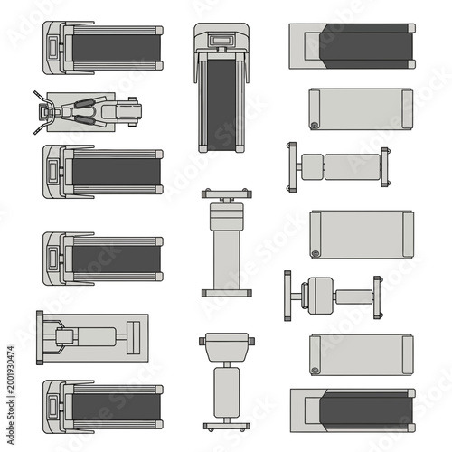 Top view of gym equipment set