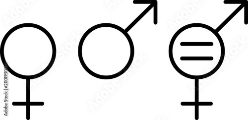Gender equality symbols icon set