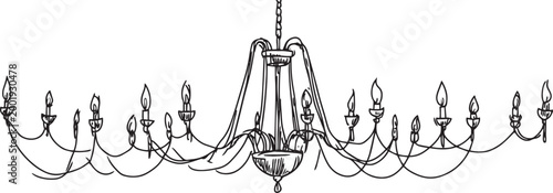 Elegant Chandelier Vintage Engraving 