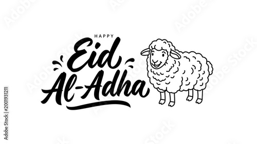 Eid Al Adha mubarak with cute sheep animal, The holiday occurs after the culmination of the annual Hajj	