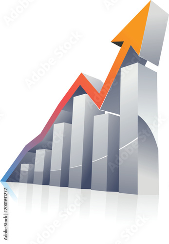business chart with arrow
