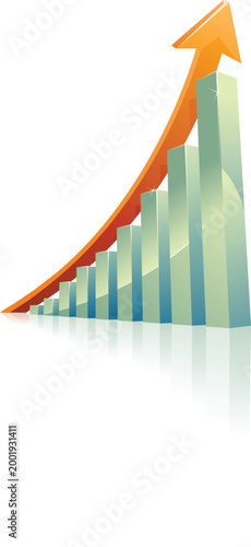 business graph on white background