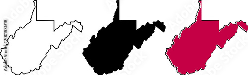 Fotografie West virginia state map outlines isolated on white background