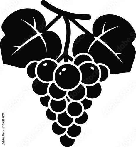 Silhouette vector illustration of a bunch of fresh grapes design