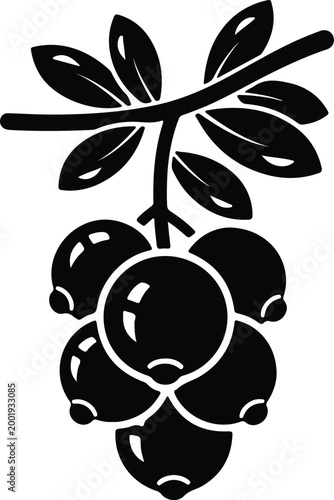 Silhouette vector illustration of a fresh cranberry branch fruit design