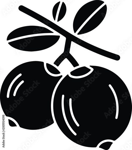 Silhouette vector illustration of fresh cranberry fruit with green design