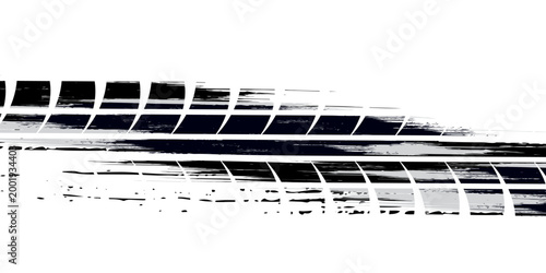 Vector set of Tire tread marks white tire tracks and skid marks isolated white background