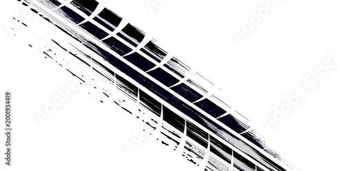 Vector set of Tire tread marks white tire tracks and skid marks isolated white background