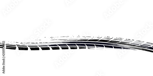 Vector set of Tire tread marks white tire tracks and skid marks isolated white background