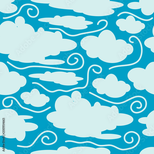 Seamless pattern with clouds in the sky