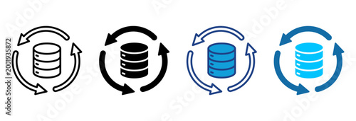 Backup Icon Set Multiple Style Vector Illustration