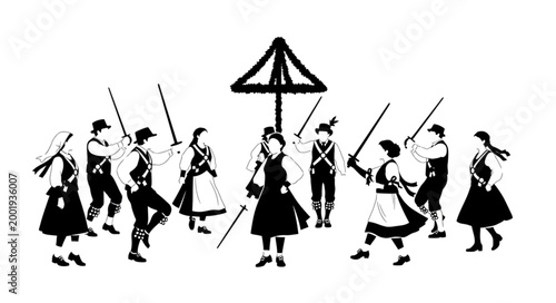 Traditional Folk Dance Performance with Musicians and Dancers.