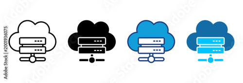 Hosting Icon Set Multiple Style Vector Illustration