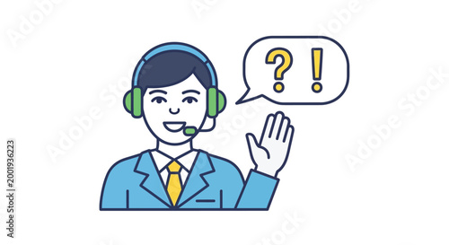 customer service representative with headset and speech bubble