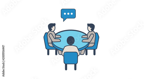 people sitting at table with speech bubble illustration