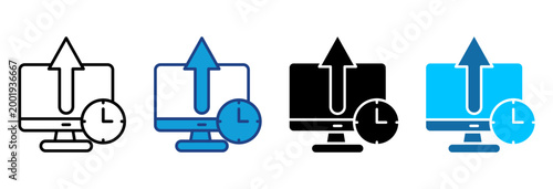 Uptime Icon Set Multiple Style Vector Illustration