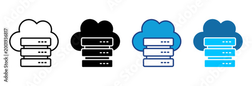 Cloud Icon Set Multiple Style Vector Illustration